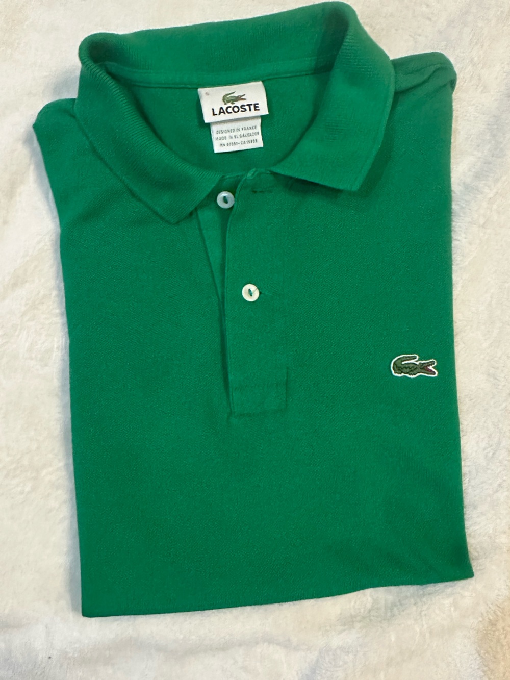 LACOSTE Polo Shirt Mens 5/L Green Classic Fit Golf Preppy Short Sleeve Crocodile